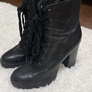 Steve Madden Black High-Heel Combat Boots